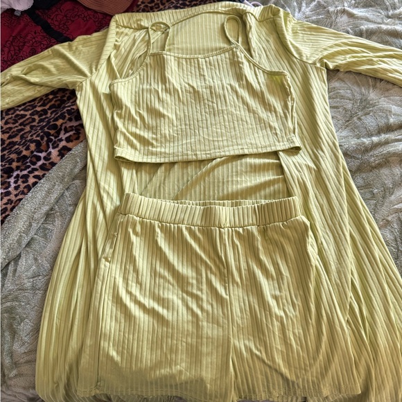 SHEIN Lime Green Ribbed Pants & Jumpsuit Set - Picture 2 of 2